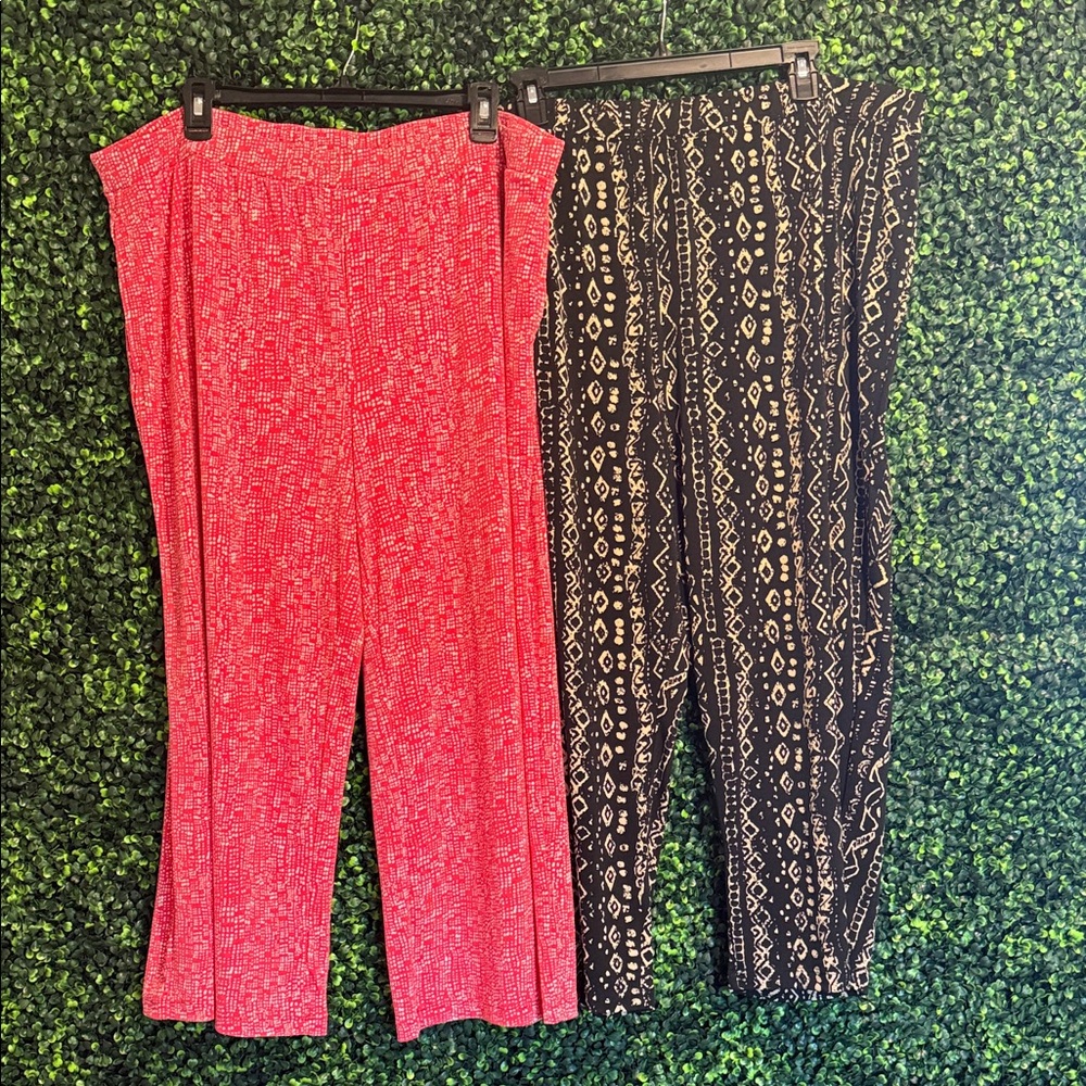 Susan Graver Red Pull-On Wide Leg Pants
